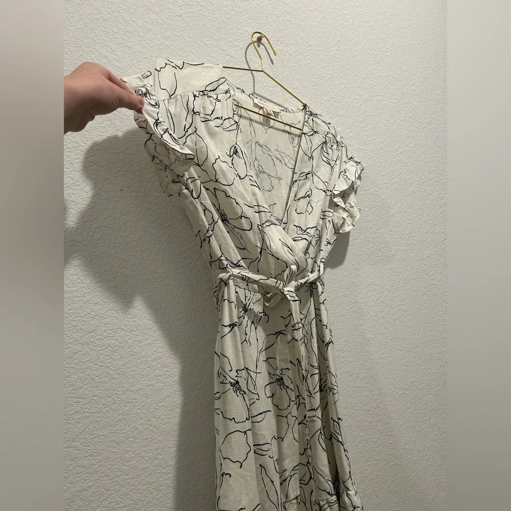 Anthropologie Monteau rayon Floral Print Ruffle babydoll mini wrap Dress - Picture 3 of 7